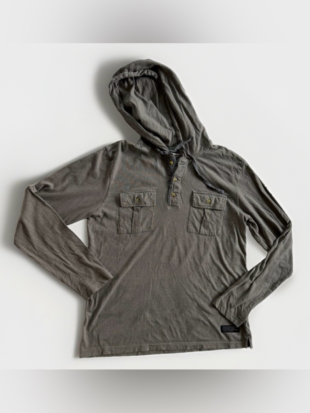 RVCA Men Hooded Performance Henley Pullover Shirt Top Kindling Hood Long Sleeve